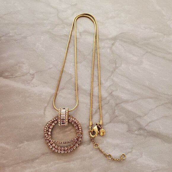 ✨ J.Crew snake Chain Rhinesontes Crystals Hoops Pendant Statement Necklace ✨ - Picture 1 of 12